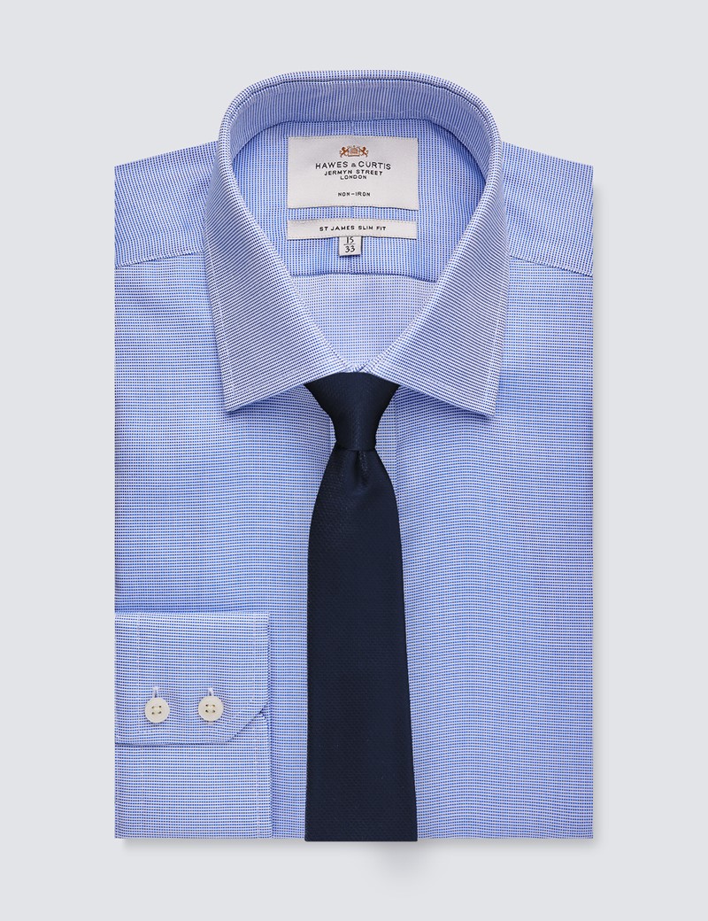 Bügelfreies Businesshemd – Slim Fit – Brusttasche – blau