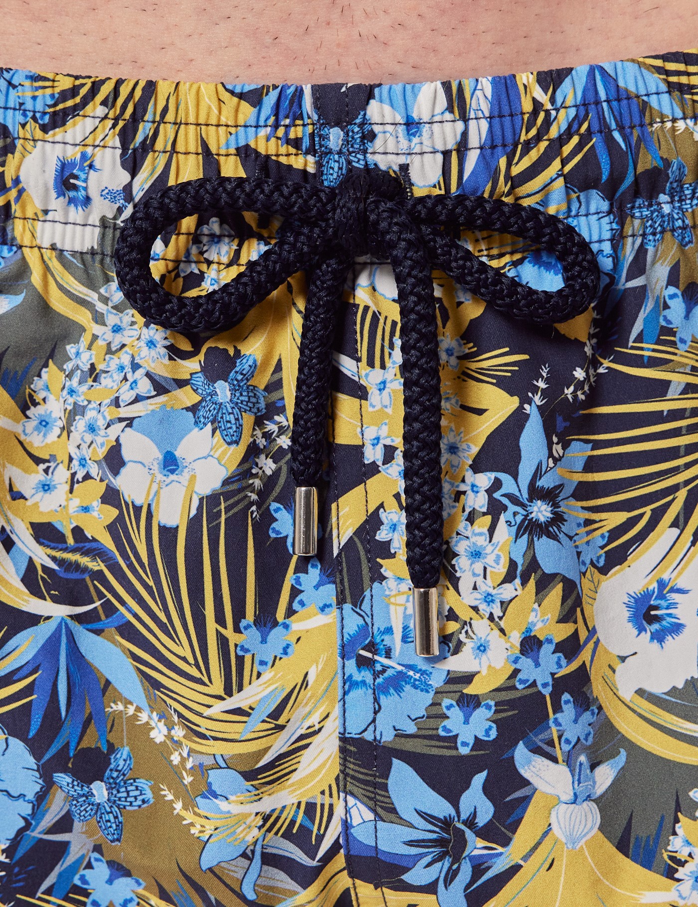 Hawes & Curtis Navy & Yellow Tropical Print Swim Shorts Size: Large image 3