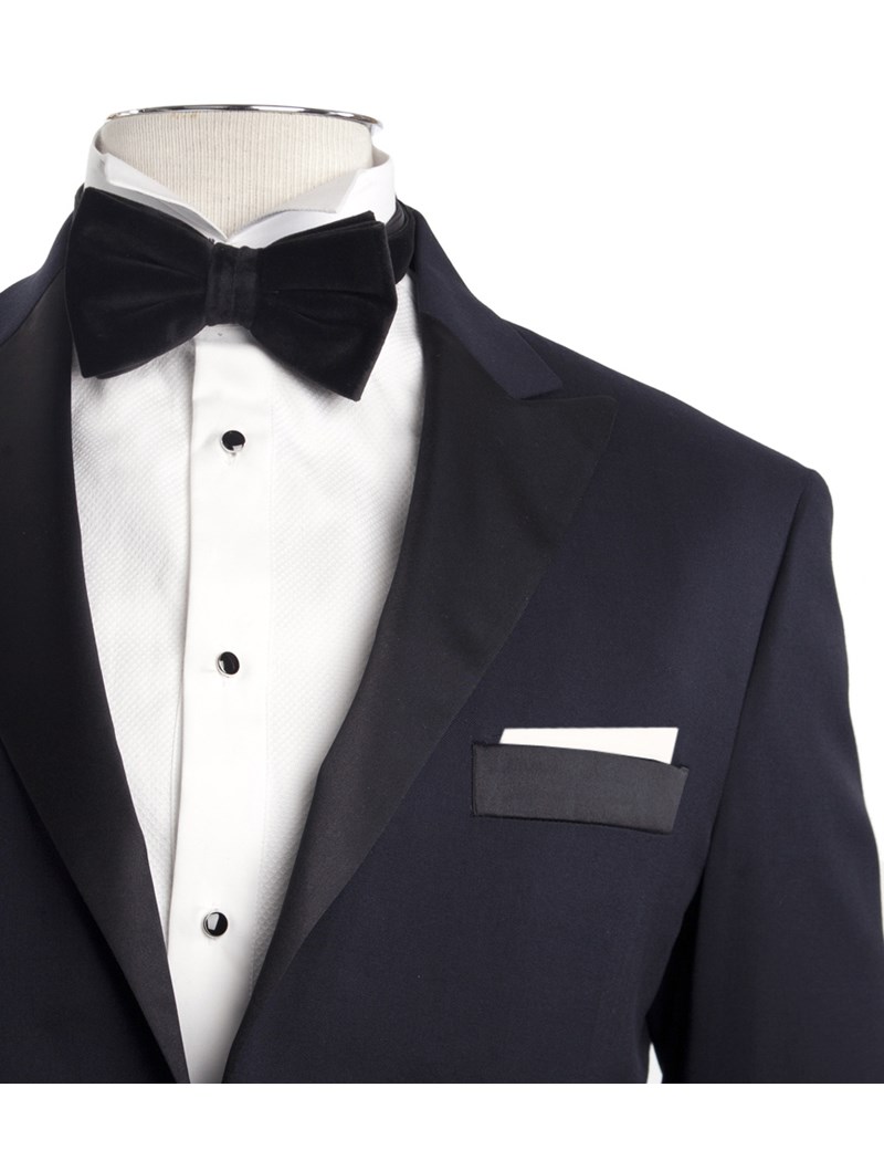 Men's Navy Tailored Fit Dinner Suit with Satin Trim - 100% Wool | Hawes ...