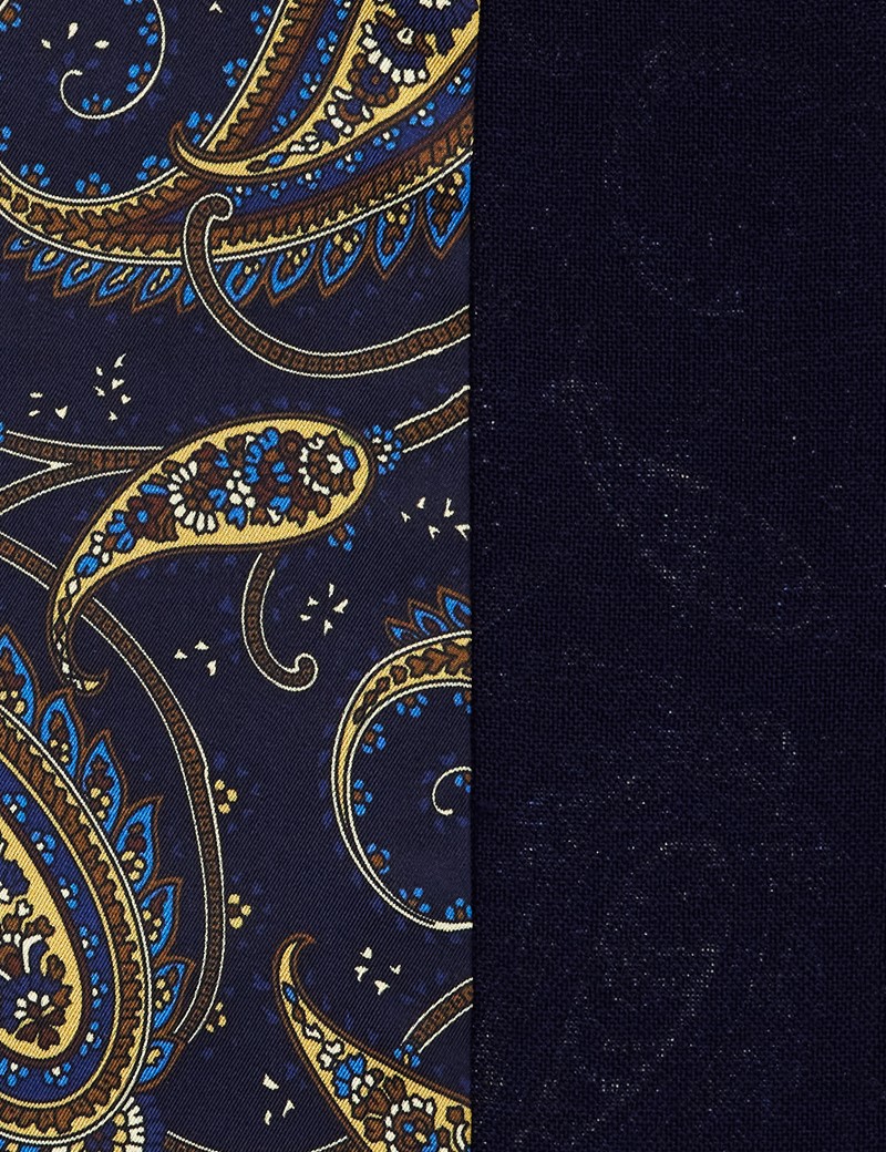 Paisleyschal – Wolle & Seide – blau