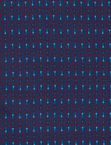 Navy & Red Geometric Print Scarf - 100% Silk