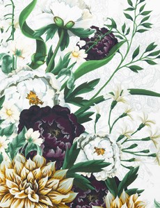 Women's White & Wine Floral Print Silk Scarf  