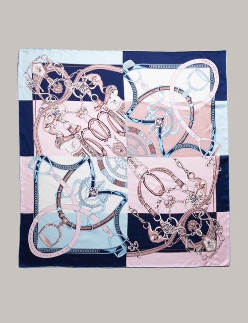 White & Blue Floral Print Neck Scarf - 100% Silk | Hawes & Curtis