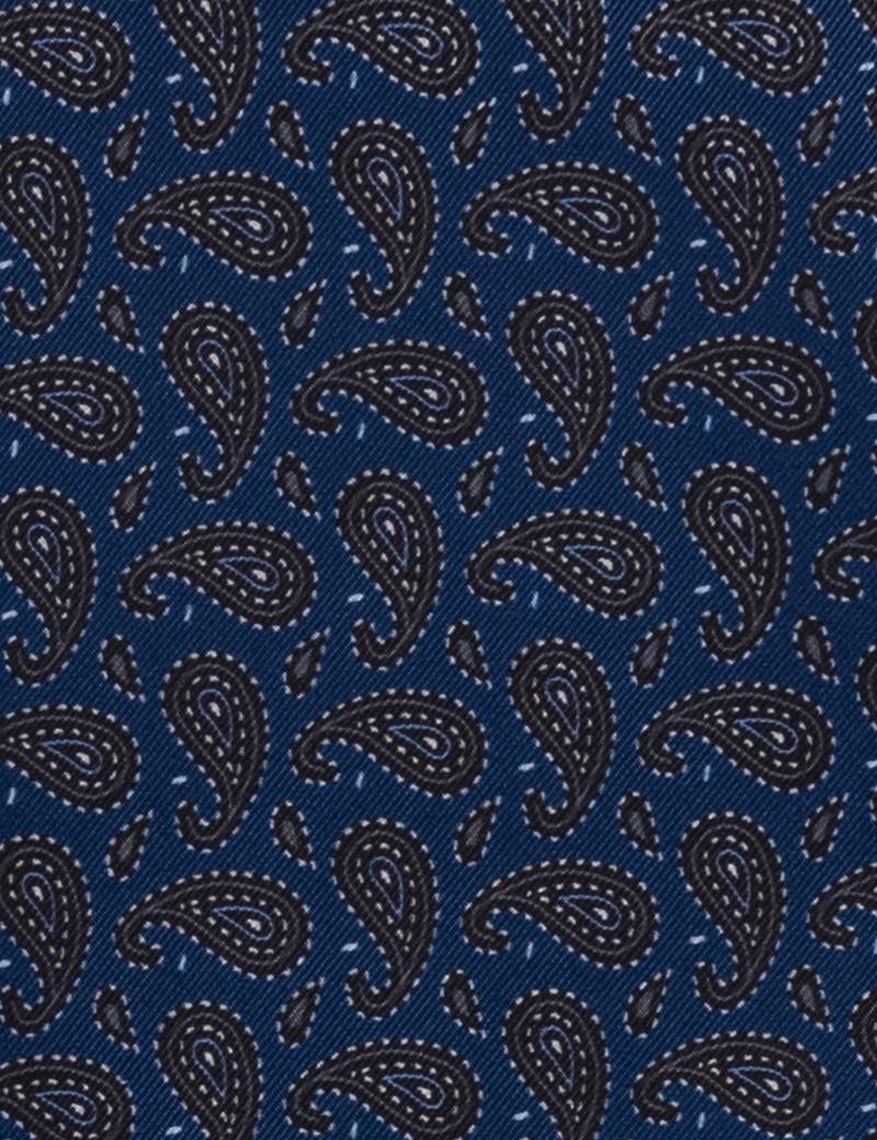 Men's Blue Paisley Neck Scarf 100 Silk Hawes & Curtis