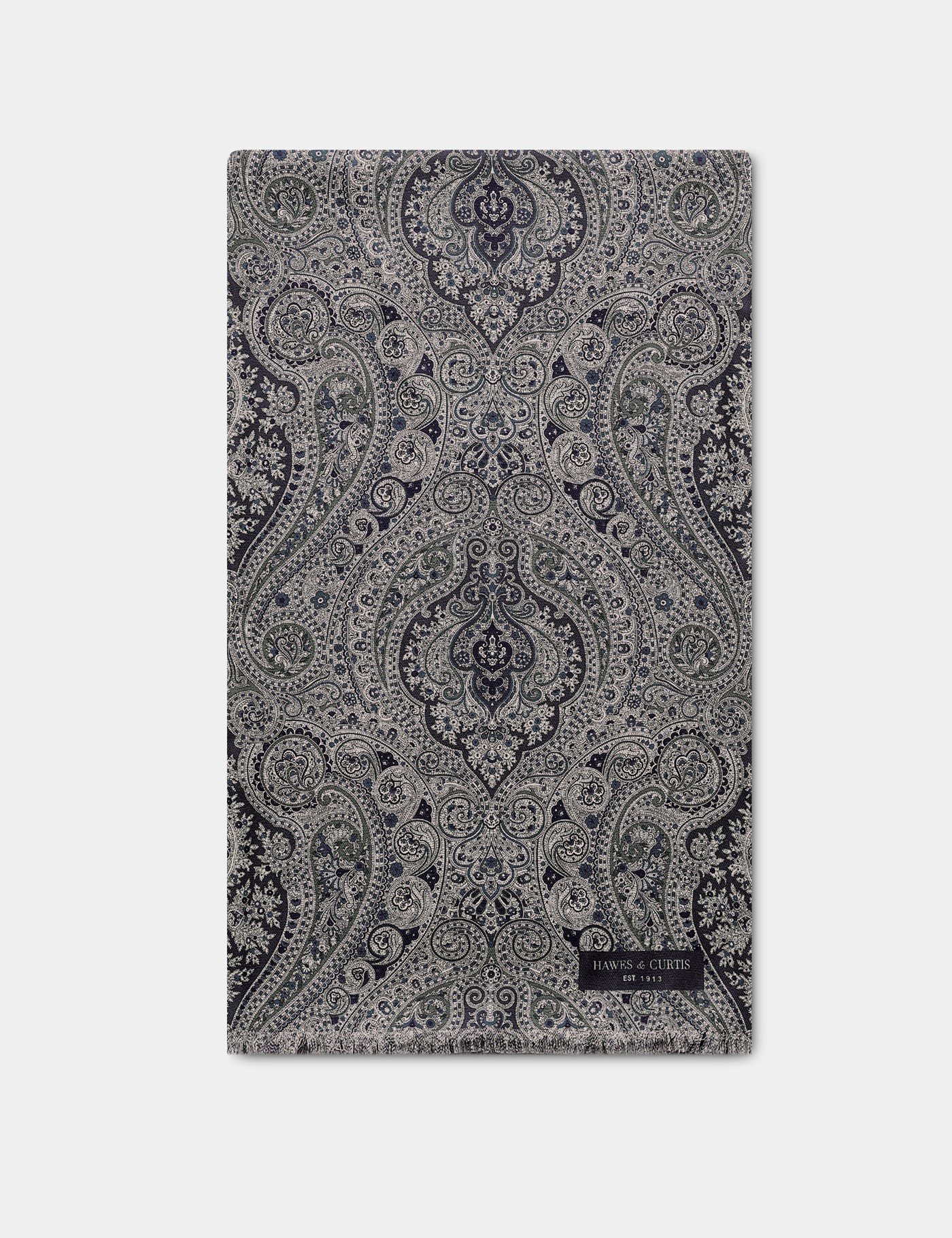 Hawes & Curtis Navy Paisley Scarf Size: One Size