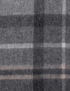 Checked Grey 100% Cashmere Scarf