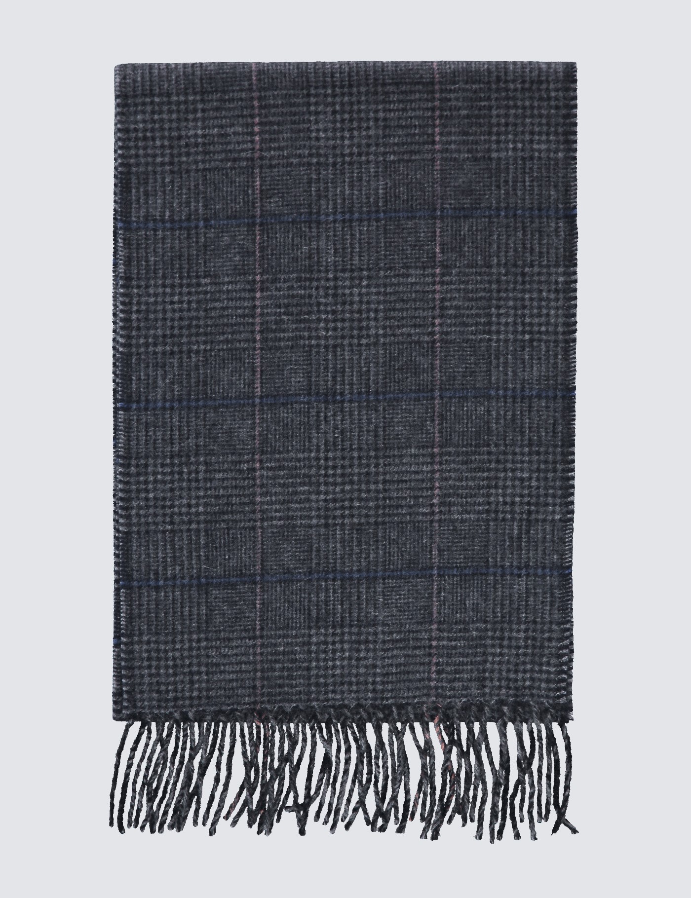 Image of Hawes & Curtis Plaid % Cashmere Prince Of Wales Scarf in Navy