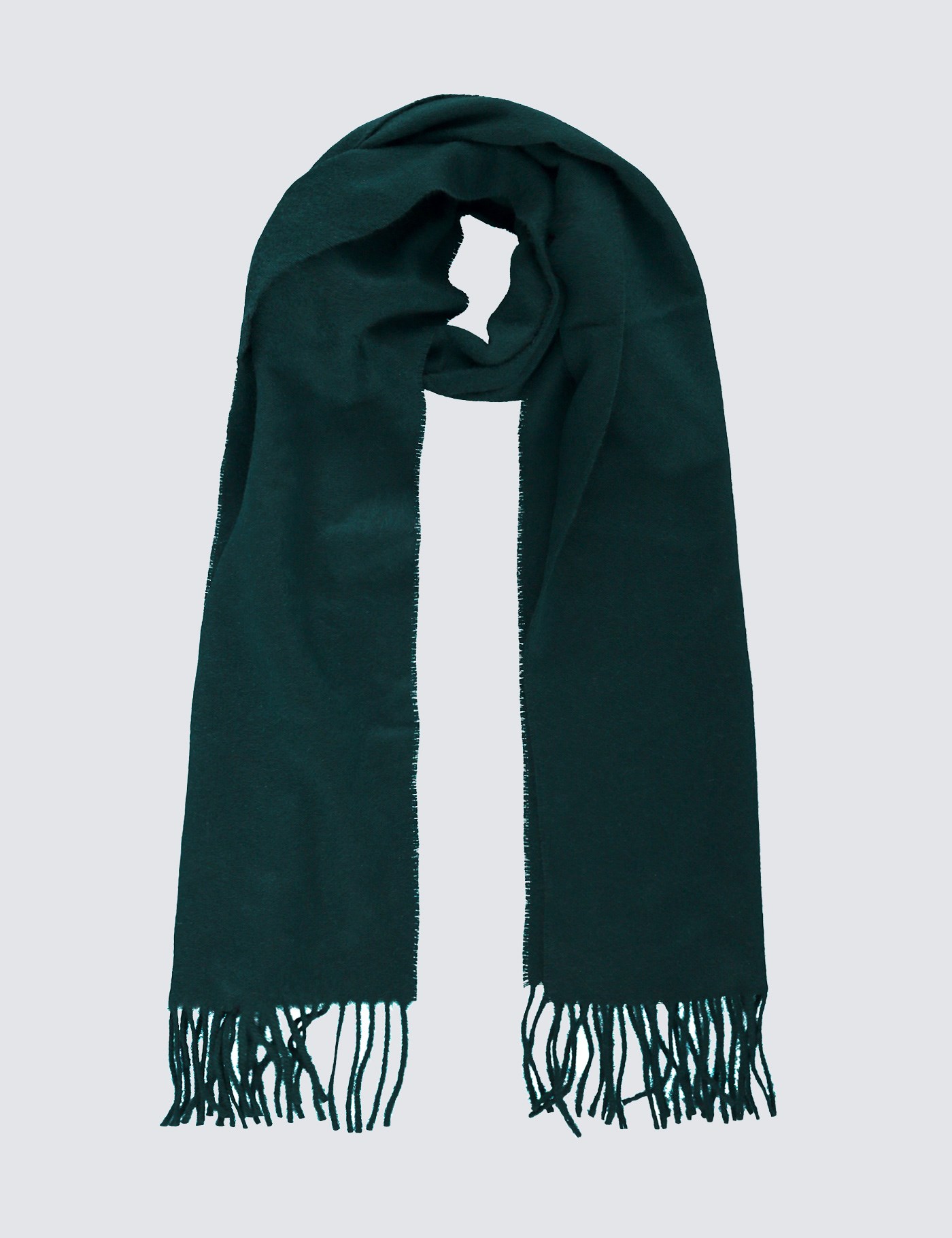 Plain Green 100 Cashmere Woven Scarf Hawes & Curtis