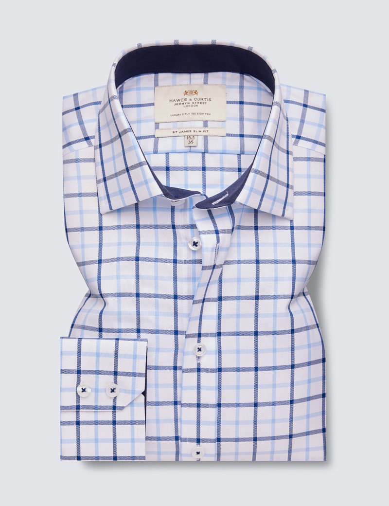 Easy Iron Navy \u0026 Blue Multi Check Slim 