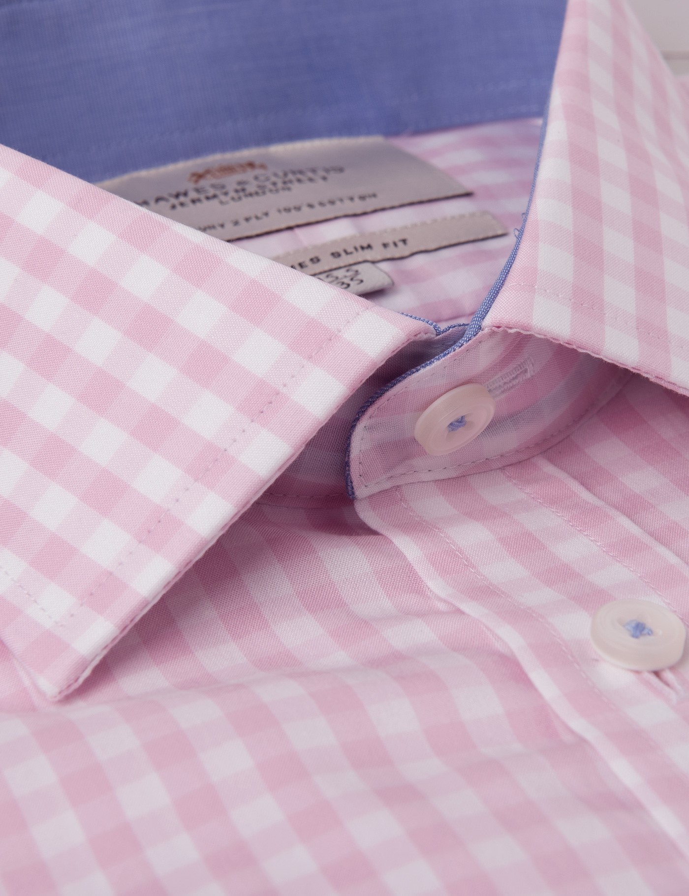 Men's Formal Pink & White Large Gingham Check Slim Fit Shirt Single