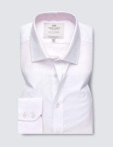 Easy Iron White Oxford Relaxed Slim Fit Shirt with Contrast Detail