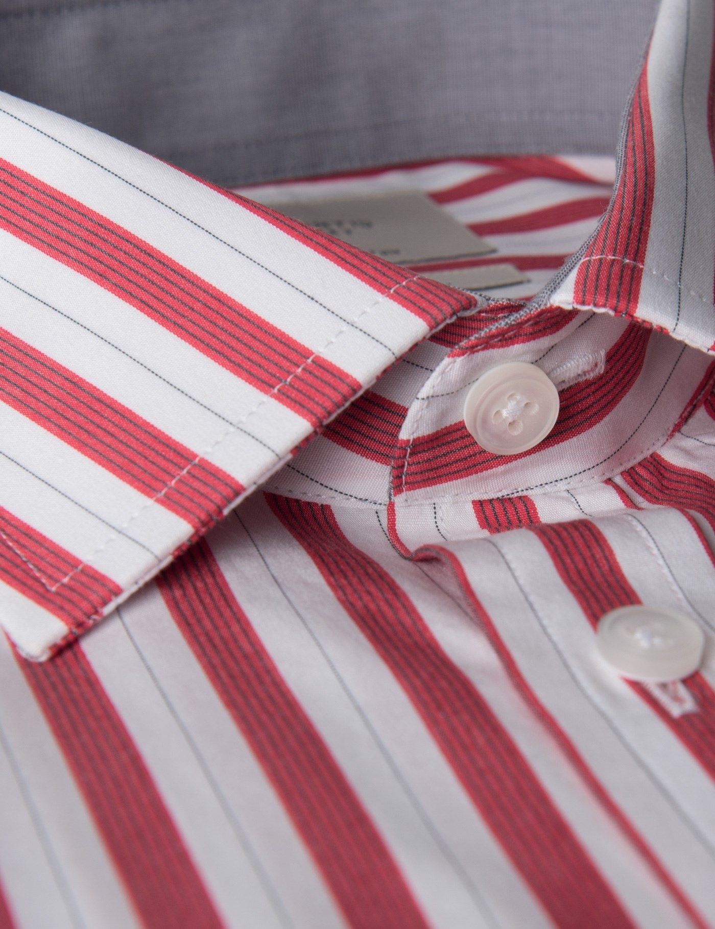 Mens Formal Red And White Bold Stripe Slim Fit Shirt With Contrast