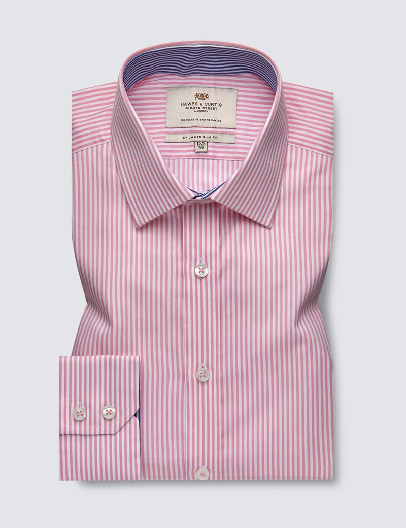 Easy Iron Bengal Stripe Men's Slim Fit Shirt with Semi Cutaway Collar ...