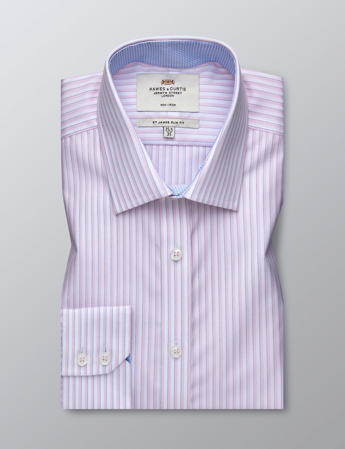 Men's Dress Pink & White Tonal Stripe Slim Fit Shirt - Single Cuff ...