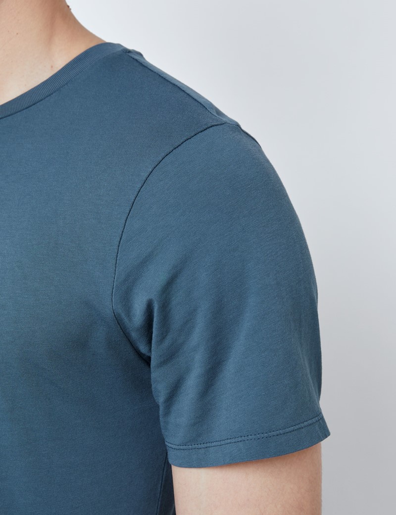 Airforce Blue Garment Dye Organic Cotton T-Shirt 