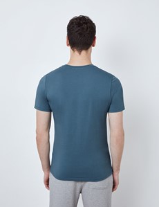 Airforce Blue Garment Dye Organic Cotton T-Shirt 