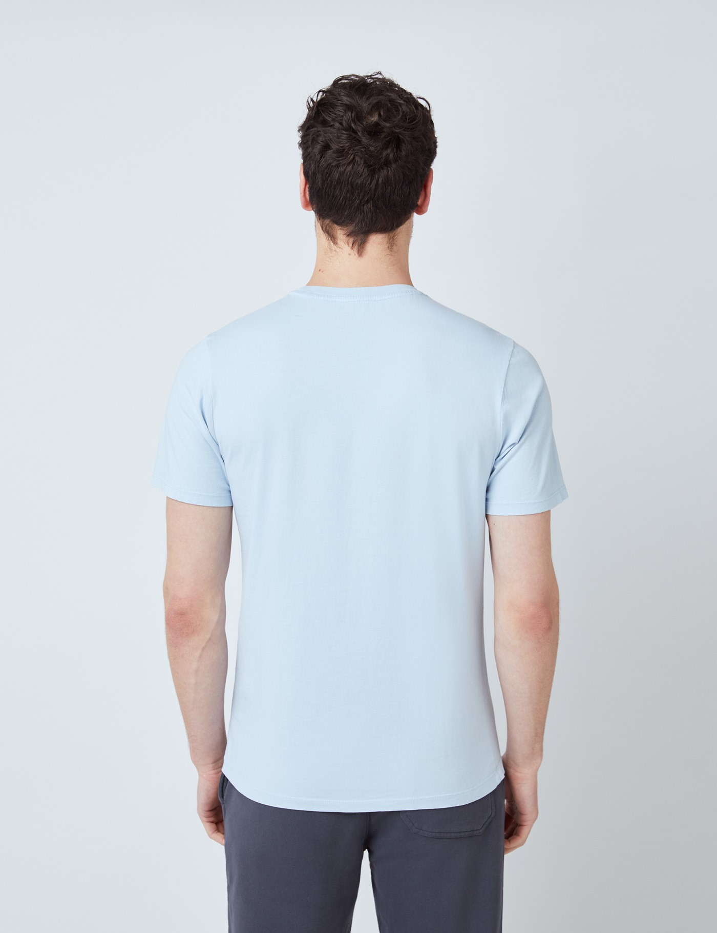 Organic Cotton Garment Dye T-Shirt in Light Blue | Hawes & Curtis | UK