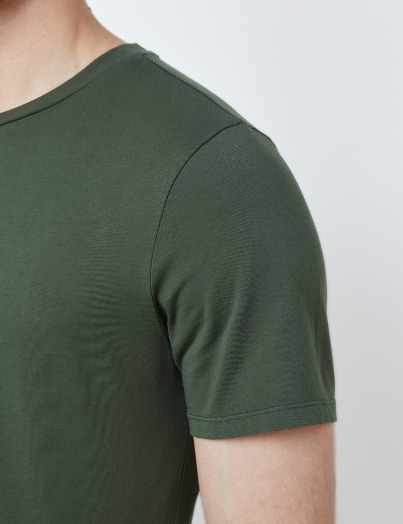 T-Shirt – Rundhals-Ausschnitt – Garment Dye – Bio-Baumwolle – Grün
