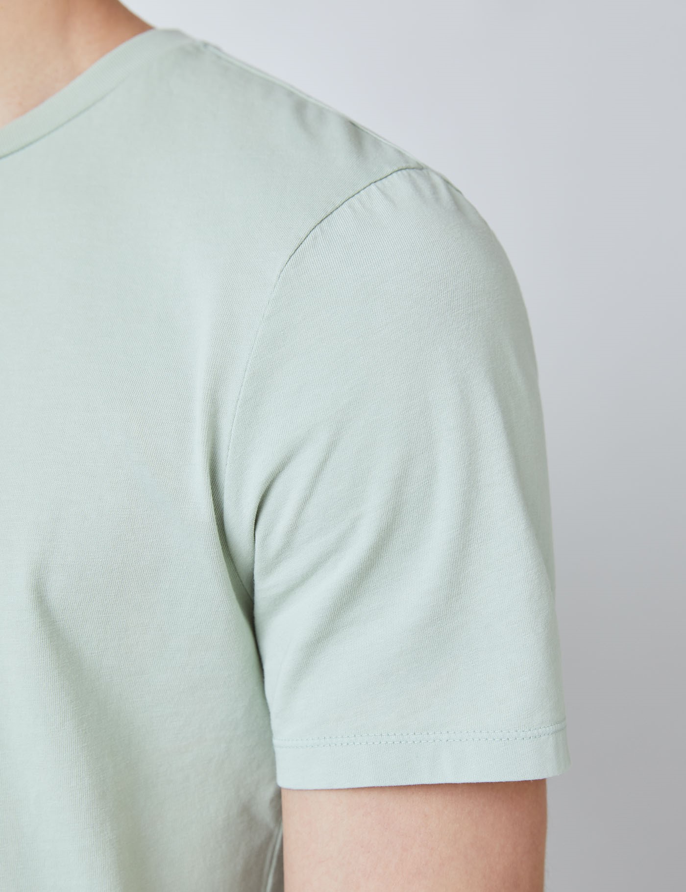 Organic Cotton Garment Dye T-Shirt in Light Green | Hawes & Curtis | UK