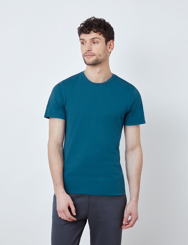 Dark Teal Garment Dye Organic Cotton T-Shirt 