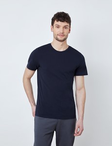 T-Shirt – Rundhals-Ausschnitt – Garment Dye – Bio-Baumwolle – Navy