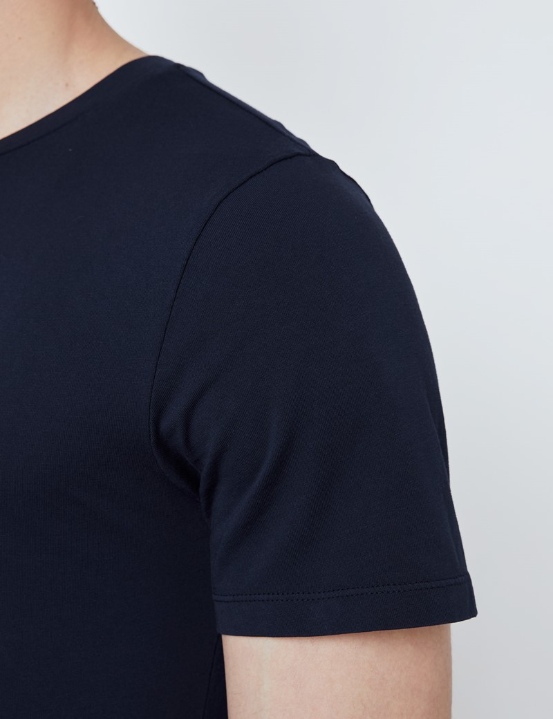 T-Shirt – Rundhals-Ausschnitt – Garment Dye – Bio-Baumwolle – Navy
