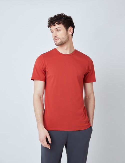 T-Shirt – Rundhals-Ausschnitt – Garment Dye – Bio-Baumwolle – Rost Orange