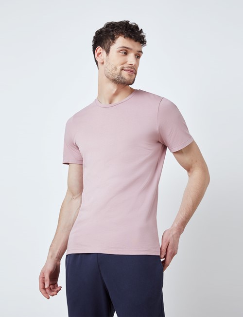 T-Shirt – Rundhals-Ausschnitt – Garment Dye – Bio-Baumwolle – Pink