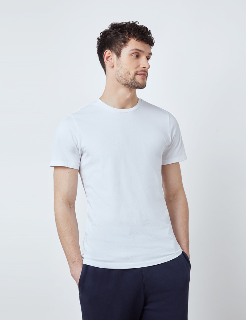 T-Shirt – Rundhals-Ausschnitt – Garment Dye – Bio-Baumwolle – Weiß