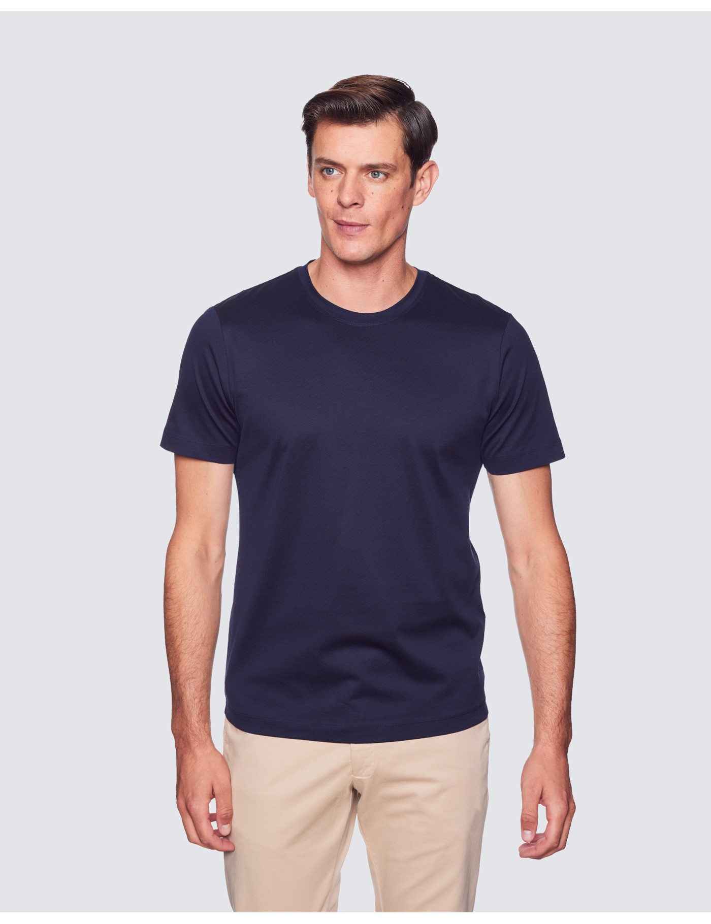 Navy Mercerised Egyptian Cotton T-shirt | Hawes & Curtis