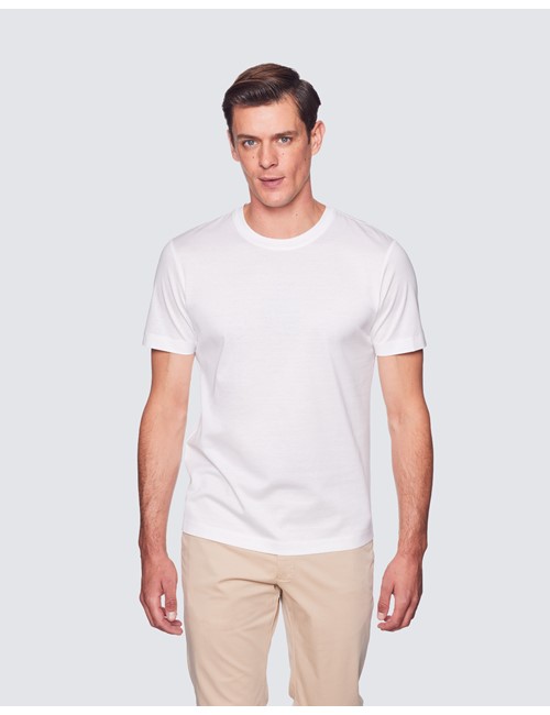 Herren T-Shirt – mercerisierte Ägyptische Baumwolle – Rundhals – weiß