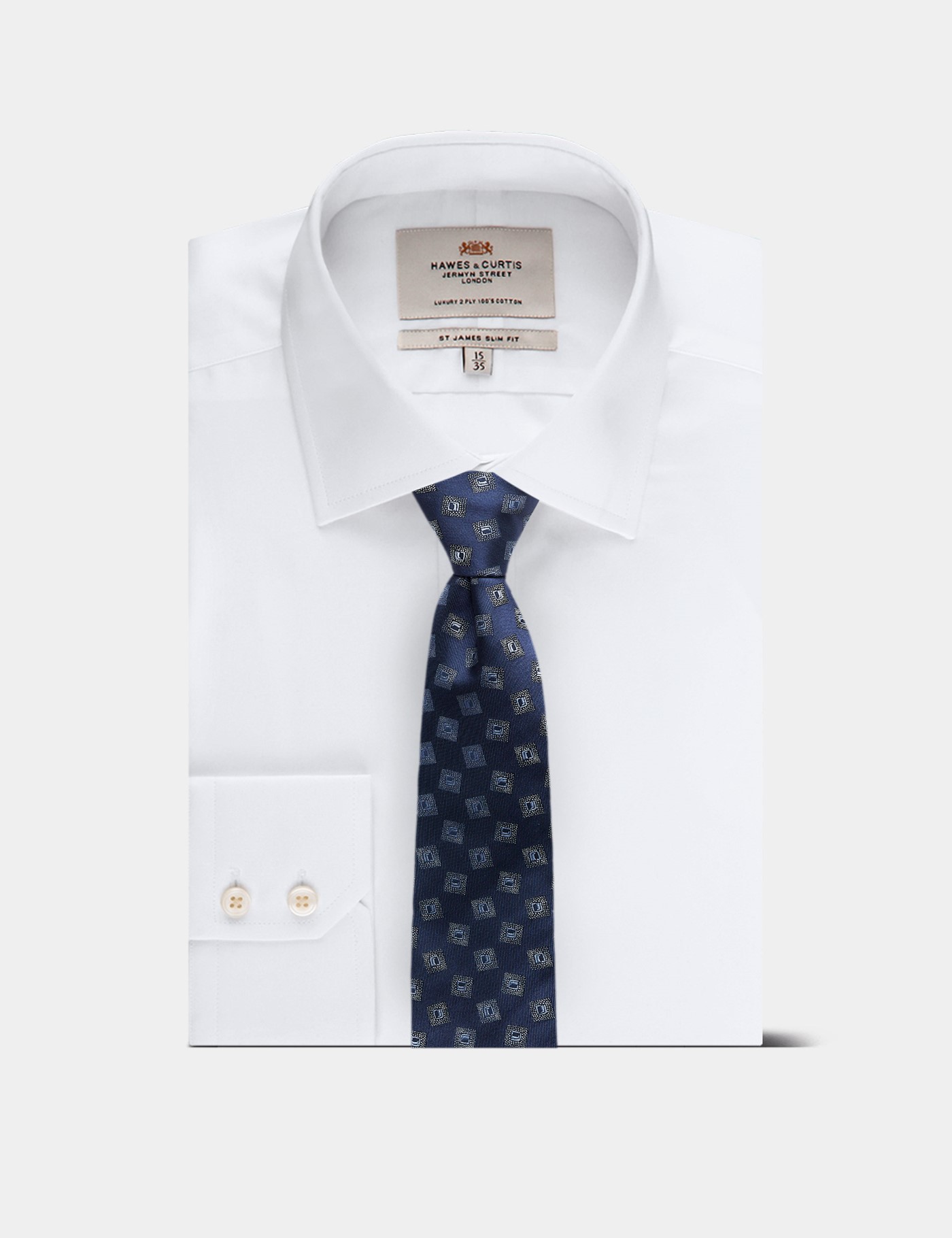 Hawes & Curtis Blue Jacquard Geo 1913 Tie Size: One Size image 3