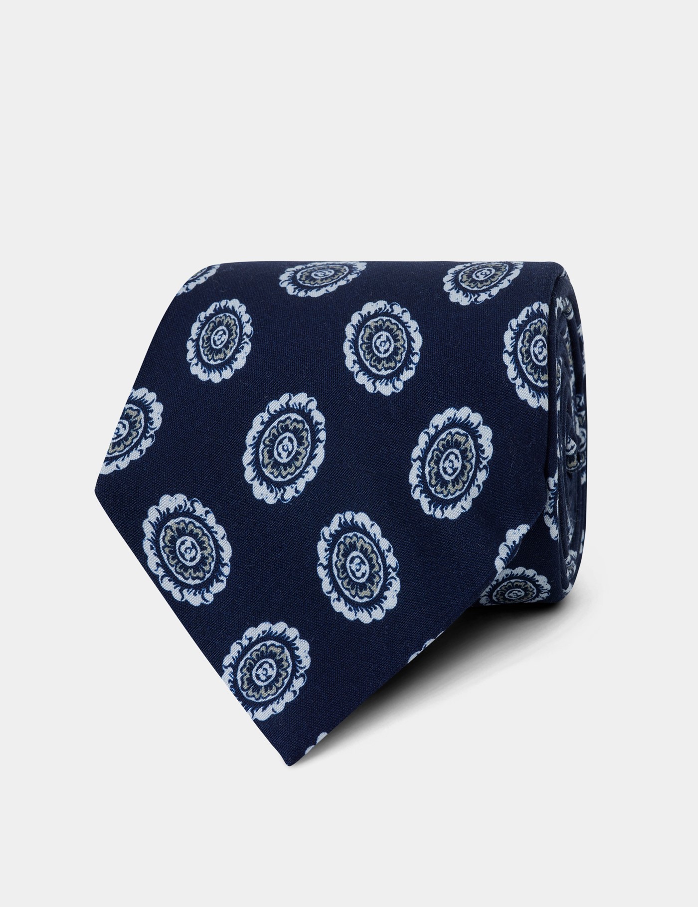 Hawes & Curtis Navy Round Medallion 1913 Tie Size: One Size