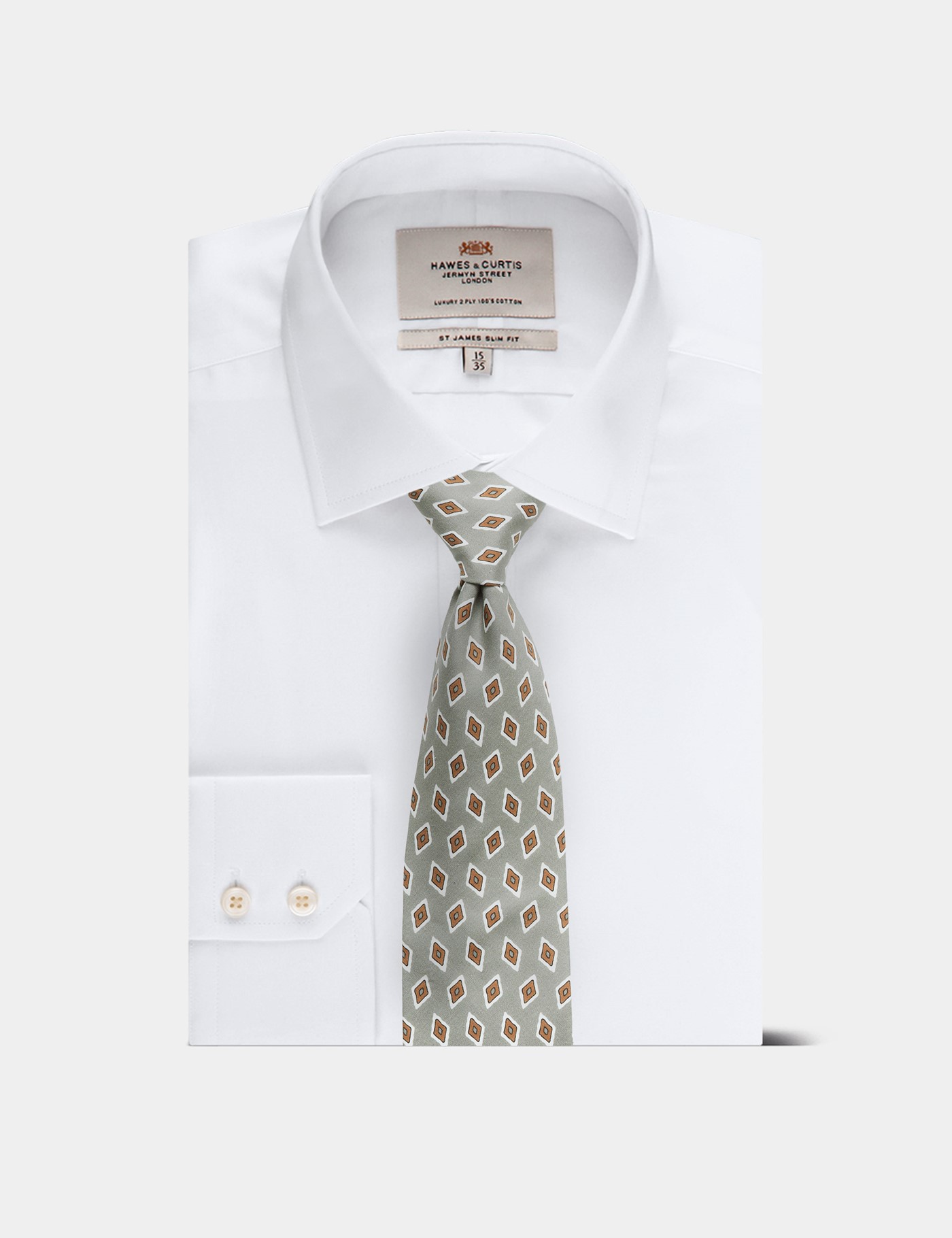 Hawes & Curtis Sage Green Diamond 1913 Tie Size: One Size image 3