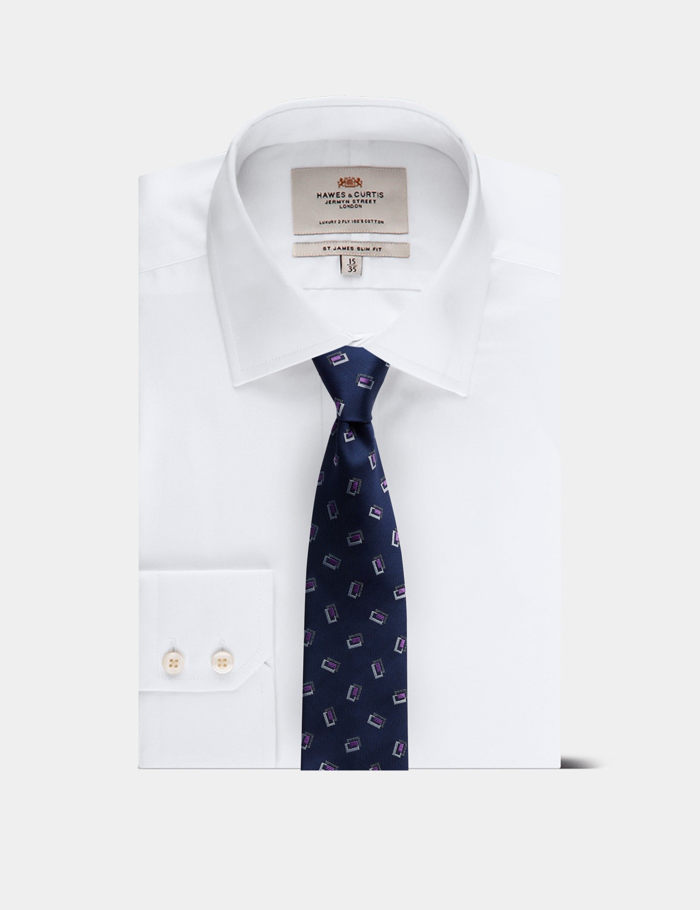 Hawes & Curtis Navy & Purple Jacquard Geo 1913 Tie Size: One Size image 3