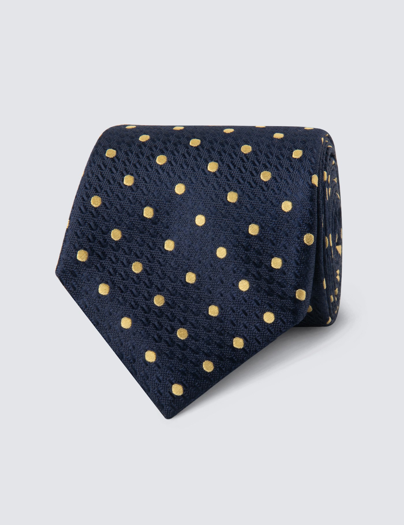hawes & curtis men's navy & yellow even spot tie - 100% silk
