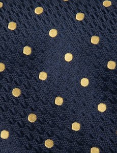 Men's Navy & Yellow Even Spot Tie - 100% Silk