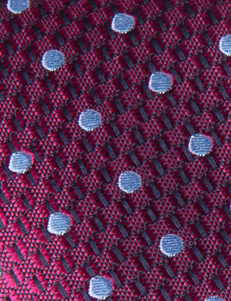 Men's Fuchsia & Blue Even Spot Tie - 100% Silk