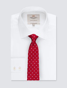 Men's Red & Light Blue Even Spot Tie - 100% Silk