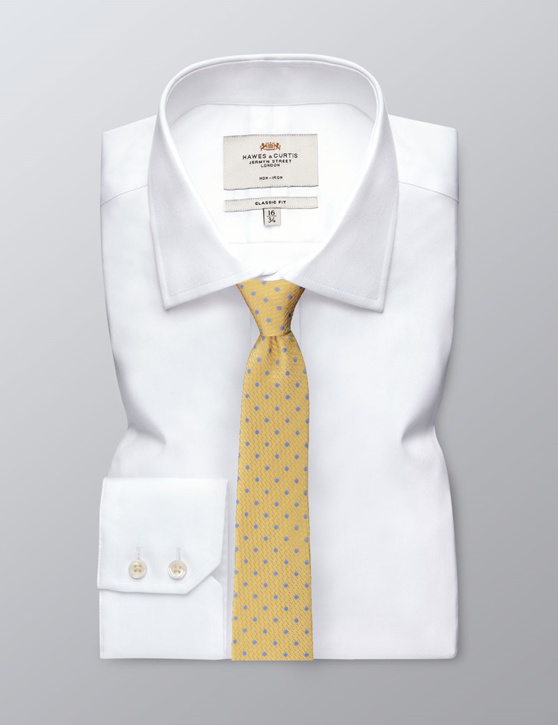 Men's Yellow & Light Blue Even Spot Tie - 100% Silk