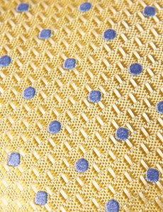 Men's Yellow & Light Blue Even Spot Tie - 100% Silk