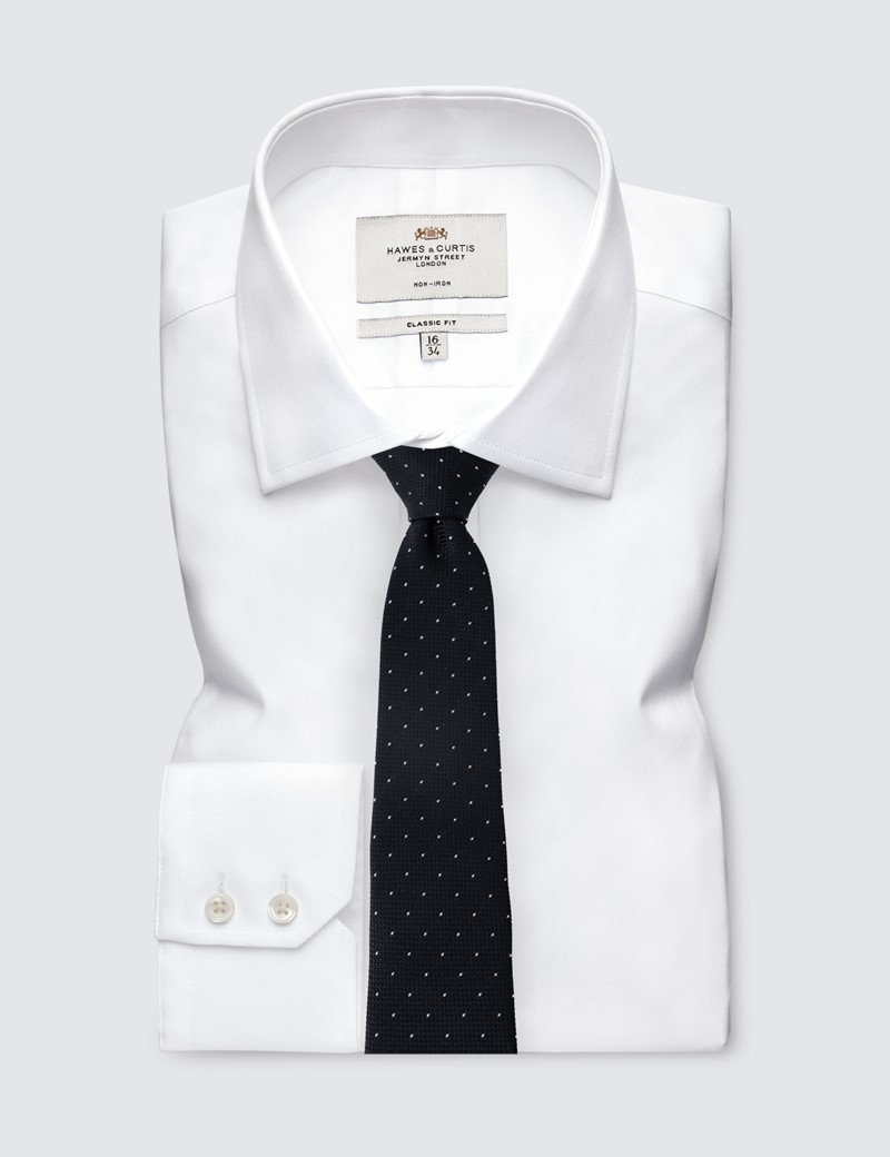 Men's Black Small Spot Tie - 100% Silk