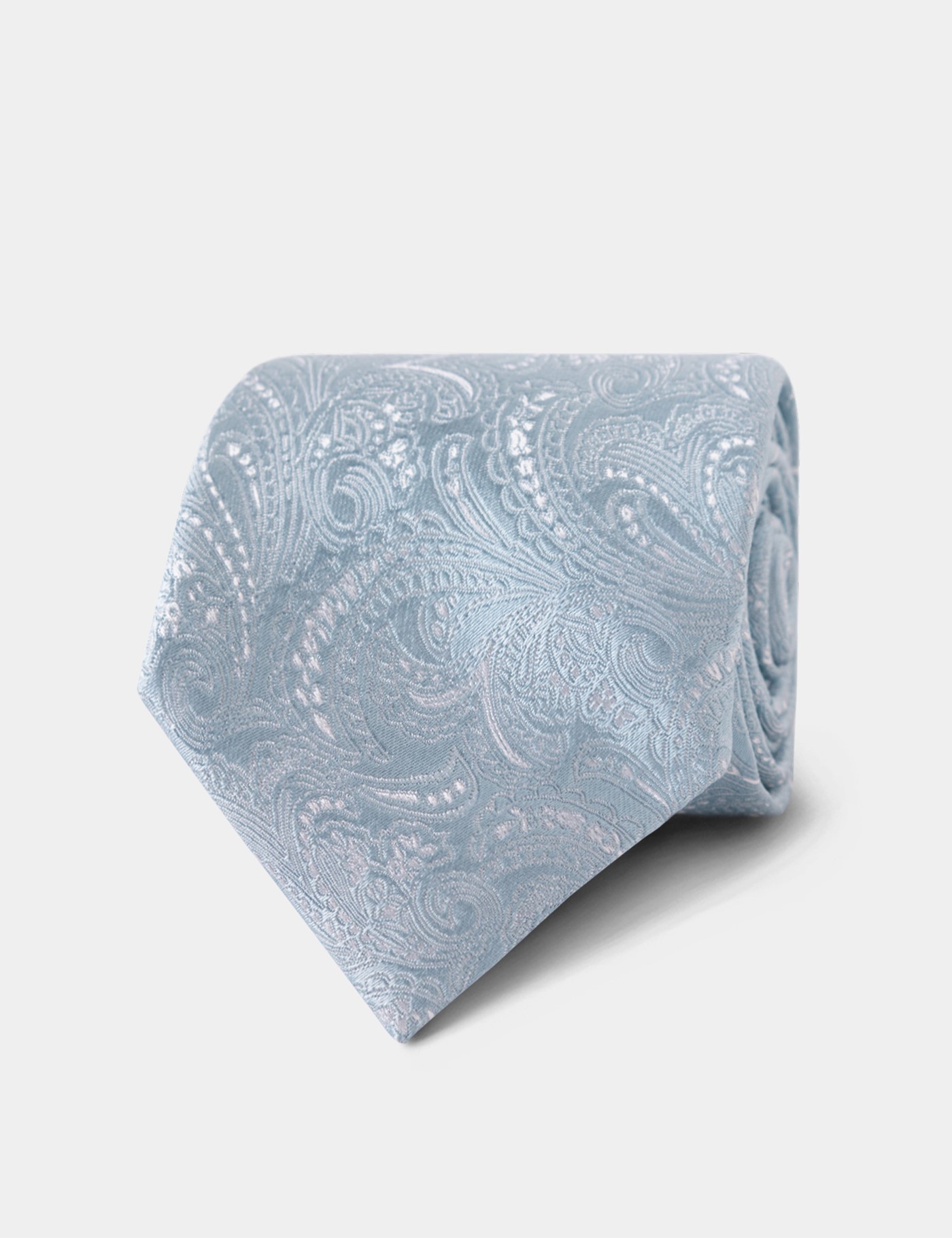 & Sky Blue Paisley Tie 100% Silk One