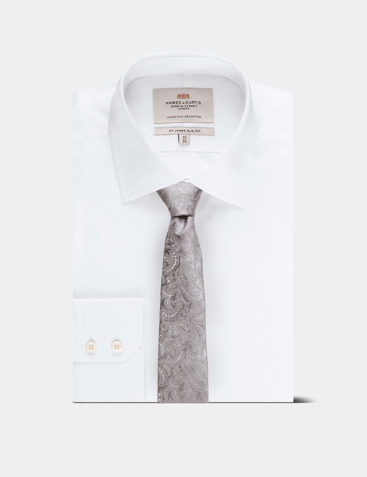 Hawes & Curtis Silver Paisley Tie | 100% Silk Size: One Size image 3