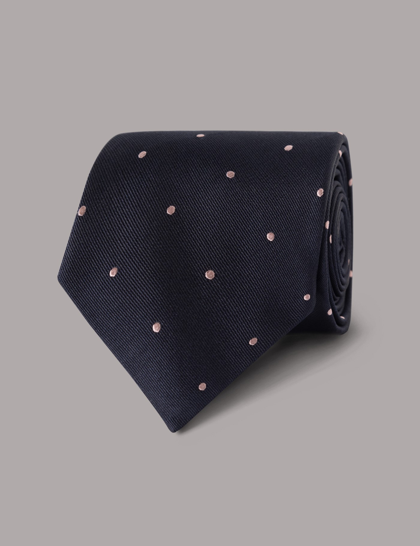 & & Pink Spot Tie 100% Silk One