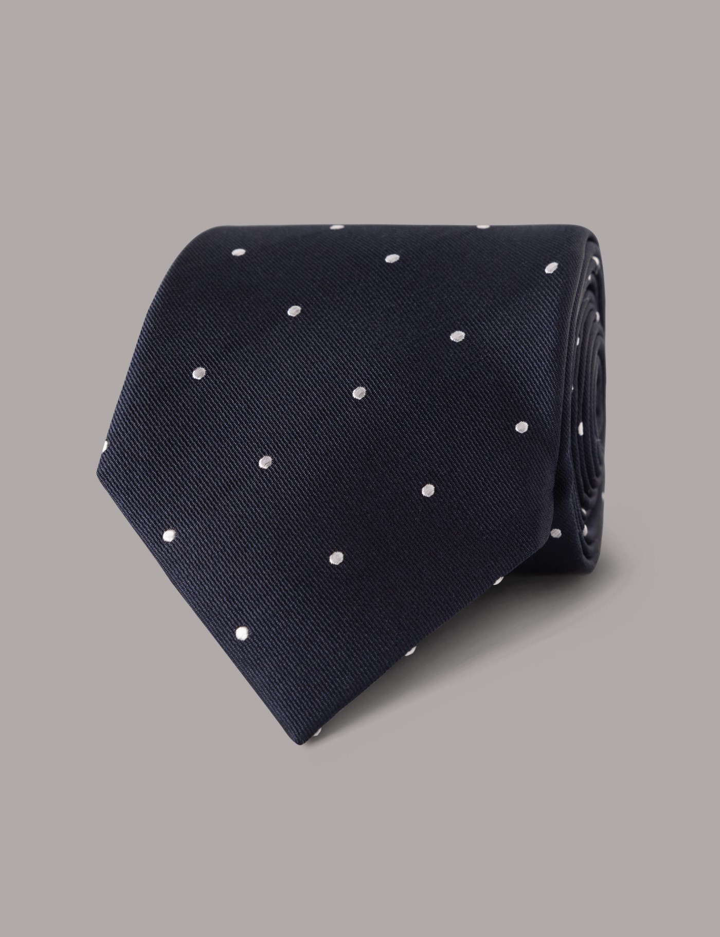 & Navy & Spot Tie 100% Silk One