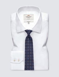 Men's Navy Geometric Print Tie - 100% Silk