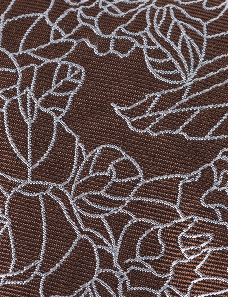 Krawatte – Seide – Standardbreite – braun Blätter