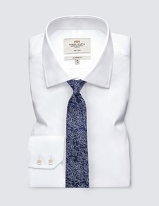 Krawatte – Seide – Standardbreite – dunkelblau Blätter