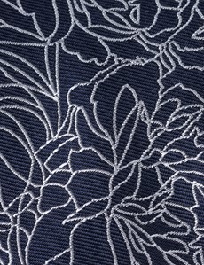 Krawatte – Seide – Standardbreite – dunkelblau Blätter